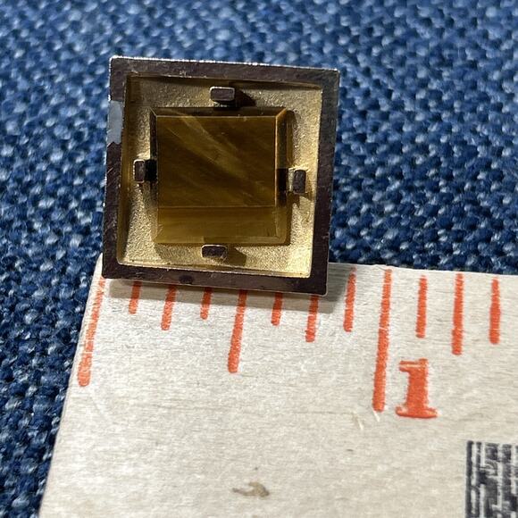 Dante Cufflink Set Men's Gold Tone And Tigereye Vintage - Picture 6 of 6